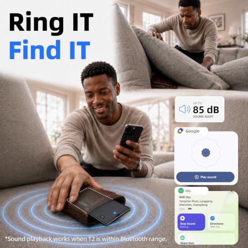UQO Wallet Tracker Card, Works with Apple Find My or Google Find Hub | MFi certified. Works with Android. Qi charging. 85dB+ sound. Separation alerts. Wallet & passport fit. Great gift idea.