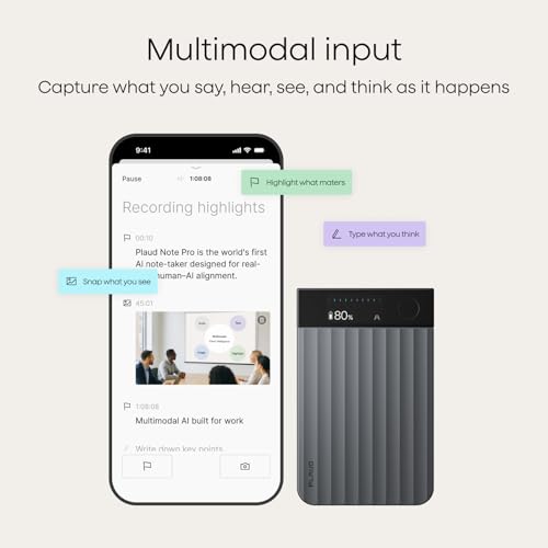Plaud Note Pro AI Voice Recorder Transcribe & Summarize for Meetings Calls | AI Note Taker for Professionals & Teams, Productivity, 112 Languages, Ultra-Slim, InstantView Display, Case Included, Black