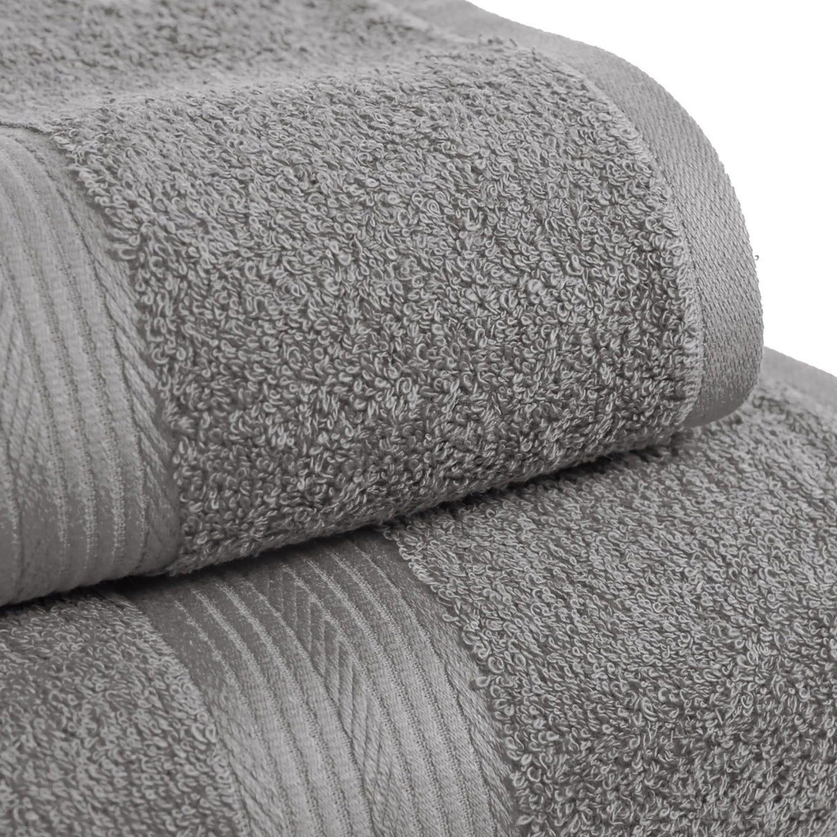 Amazon Basics 6-Piece Fade-Resistant 100% Cotton Towel Set for Bathroom, Soft and Absorbent, 2 Bath Towels, 2 Hand Towels, 2 Washcloths, Gray