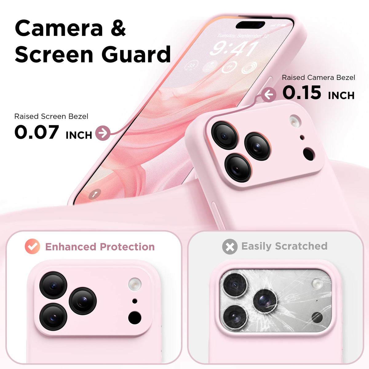 GolbinBox Magnetic for iPhone 18 Pro Case/17 Pro Case, Chalk Pink | Compatible with MagSafe, Camera Protection, Screen Protector, Silicone Shockproof Phone Case, Anti-Scratch Microfiber Lining