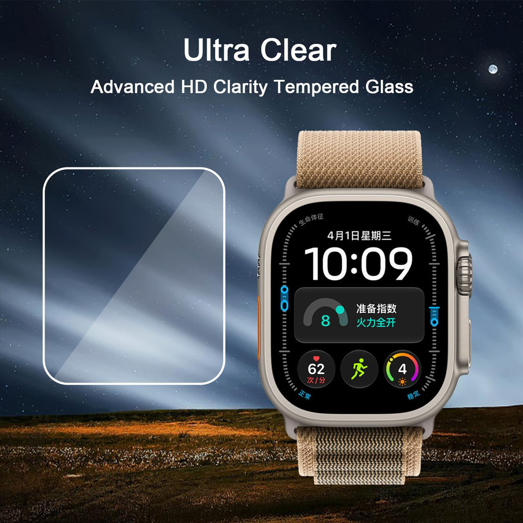 Ailun 3 Pack Screen Protector for Apple Watch Ultra 4/3/2/Ultra [Clear] | 49mm, Tempered Glass Film, Anti-Scratch, High Definition, Touch Sensitive