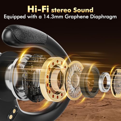 HAOYUYAN Wireless Earbuds, Sports Bluetooth Headphones, 80Hrs Playtime Ear Buds with LED Power Display, Noise Canceling Headset, IPX7 Waterproof Earphones for Workout/Running（Black）
