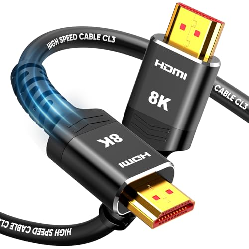 Highwings Long HDMI Cable 15 FT, 10K 8K 4K@240Hz Durable in-Wall CL3 Rated | Ultra High Speed HDMI 2.1 Cord, 48Gbps 144Hz 120Hz, Fit, eARC, HDCP, Ethernet, Compatible for Gaming Consoles PS5 Mini PC TV