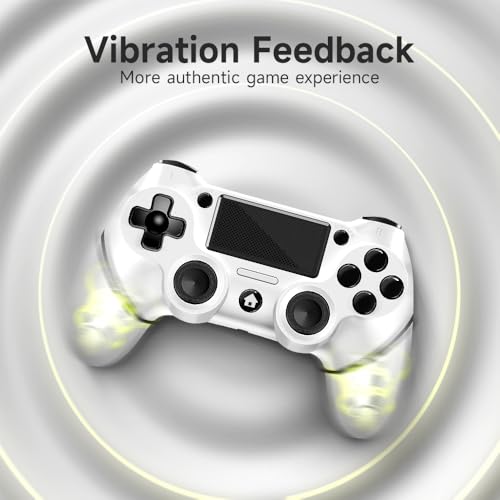AceGamer 2 Pack for PS4 Controller, Wireless Controller for PS4/Pro/Slim/PC, with Non-Slip Grip of Both Sides and USB-C Cable! (Black and White)