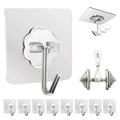 DDMY Adhesive Wall Hooks Clear 50lb(Max) Heavy Duty Hanging Sticky-10 Pack | Heavy Duty Hooks for Walls Hanging 50 lbs No Damage, Waterproof Sticky Transparent Ceiling Hook for Towel/Kitchen/Outdoor