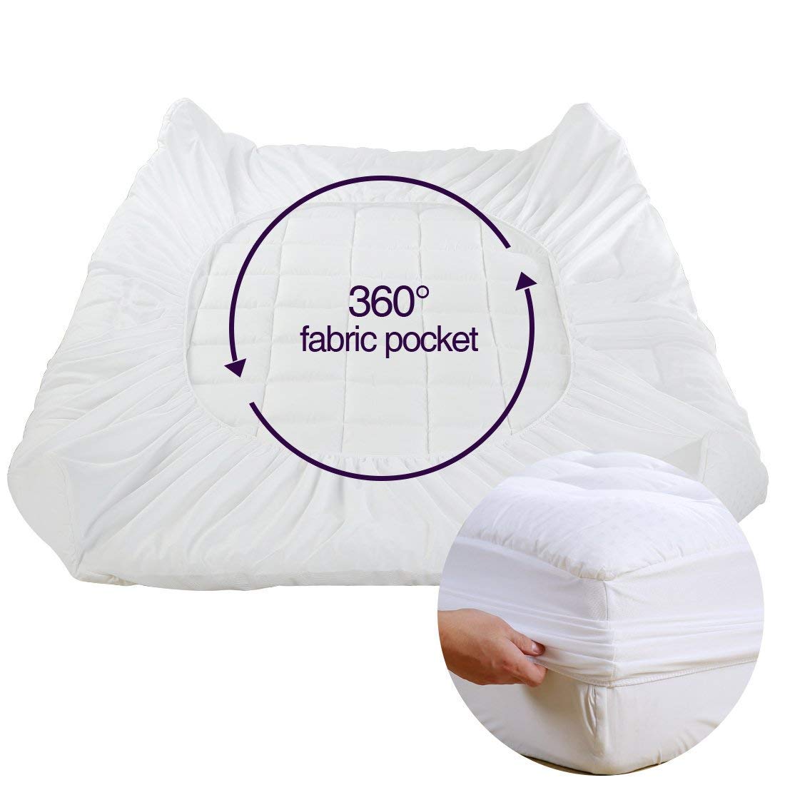 EASELAND Queen Size Mattress Pad Cotton Pillow Top Mattress Topper White | Cooling Mattress Cover Cotton Top,8-21" Deep Pocket Protector,60x80 Inches,Boxing Quilted & Machine Washable