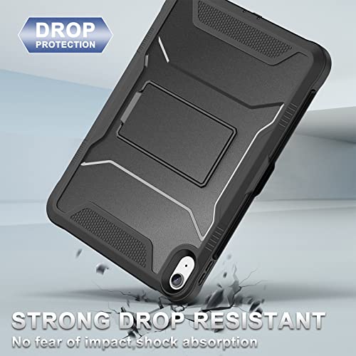Soke Case for iPad (A16) 11th Generation 11-inch 2025, iPad 10th Generation 10.9-inch 2022, with Built-in Screen Protector and Kickstand, Rugged Full Body Protective Cover - Black