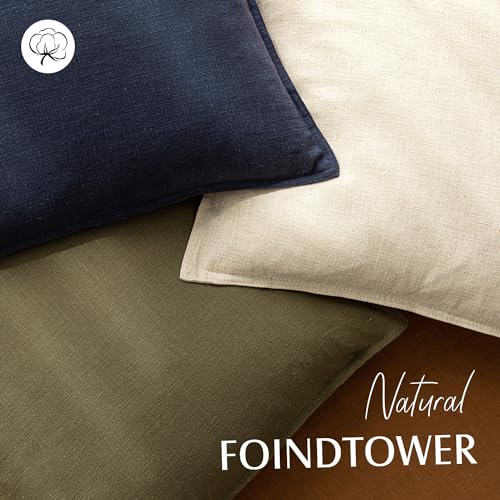 Foindtower Linen Solid Decorative Throw Pillow Covers 20x20 Natural Beige | Pack of 2 Boho Farmhouse Pillowcase,Accent Neutral Cushion Covers,Morden Home Decor for Chair Couch Sofa Bedroom Living Room