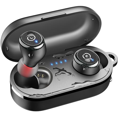 TOZO T10 Wireless Earbuds Powerful Bass Stereo Wireless Charging, APP, IPX8 | Waterproof, 55H Playtime, Ergonomic Design In Ear buds, App Customize EQ, Bluetooth 5.3 Headphones for Work, Travel, Black