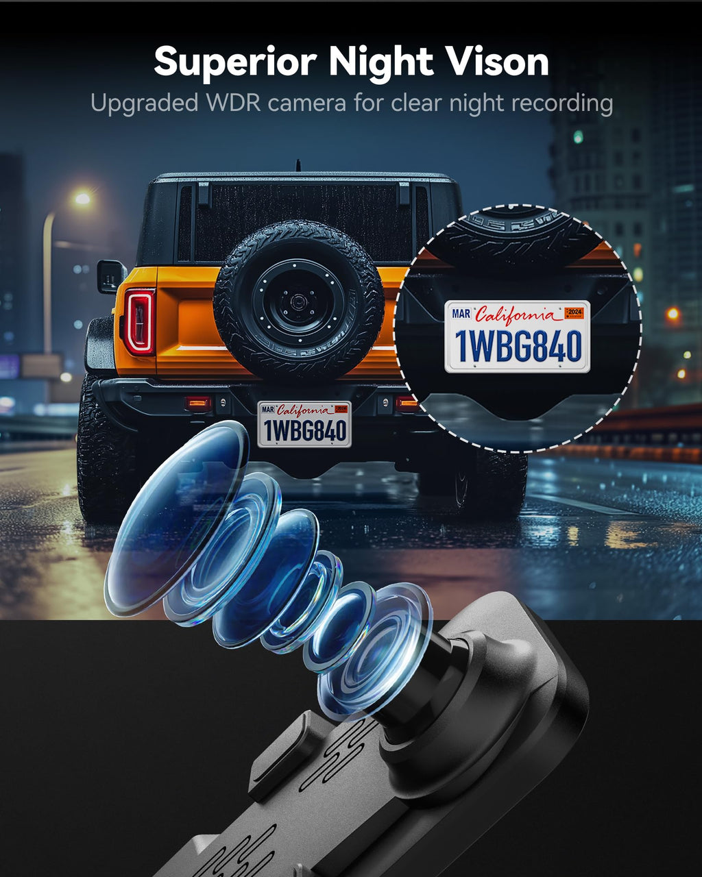 WOLFBOX G840S 12" 4K Mirror Dash Cam Backup Camera with 32GB Card and GPS | 5.8GHz WiFi Smart Rearview Mirror for Cars & Trucks, Front and Rear View Dual Cameras, Night Vision, Parking Assistance