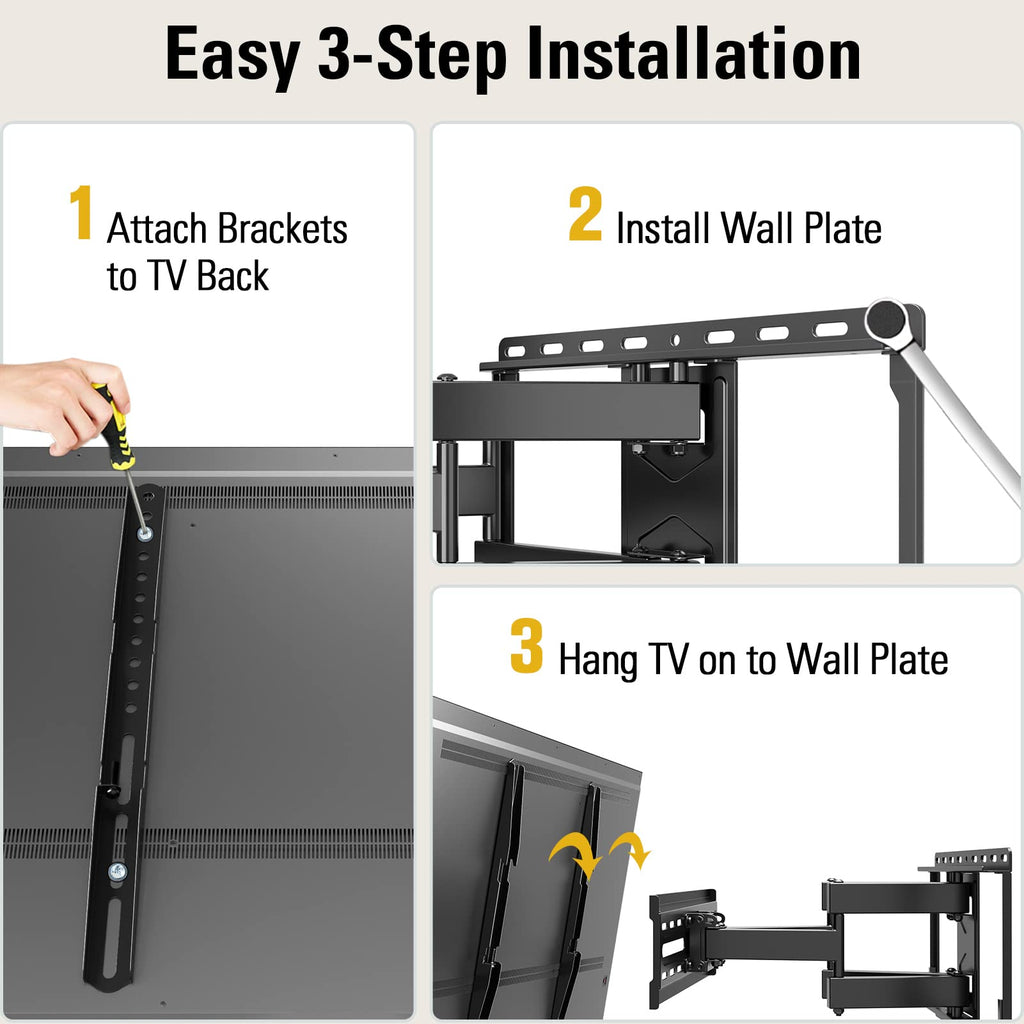 Mounting Dream Full Motion TV Wall Mount for 32-70 Inch TVs up to 110lbs | Mount Bracket with Swivel and Tilt, TV Bracket with Articulating Dual Arms, Fits 16” Studs, Max VESA 400X400 mm, MD2380