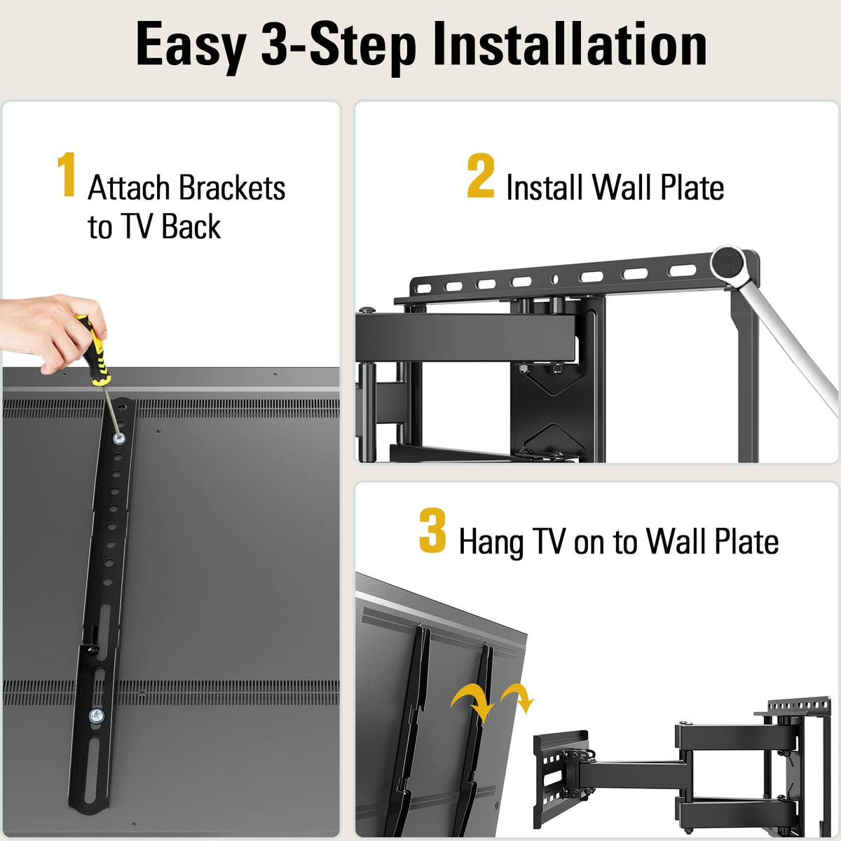 Mounting Dream Full Motion TV Wall Mount for 32-70 Inch TVs up to 110lbs | Mount Bracket with Swivel and Tilt, TV Bracket with Articulating Dual Arms, Fits 16” Studs, Max VESA 400X400 mm, MD2380