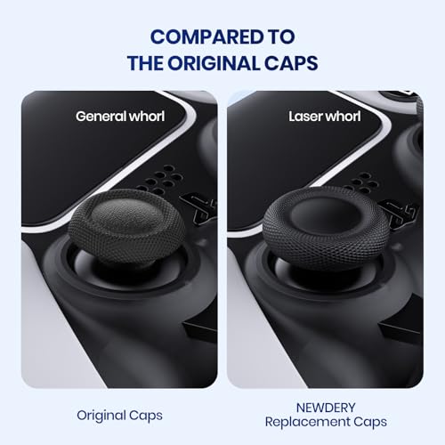 NEWDERY Joystick Replacement Grip Caps for PS5/PS4 Controller | Silicone Thumb Grip Cap Replacement Set, Anti-Slip Design, Compatible with PS5/PS4 Controller, Black, 10-Pack