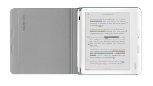 Kobo Libra Colour SleepCover Case | Dusk Blue Stylus Notebook | Sleep/Wake Technology | Built-in 2-Way Stand | Vegan Leather | Compatible with 7” Kobo Libra Colour eReader
