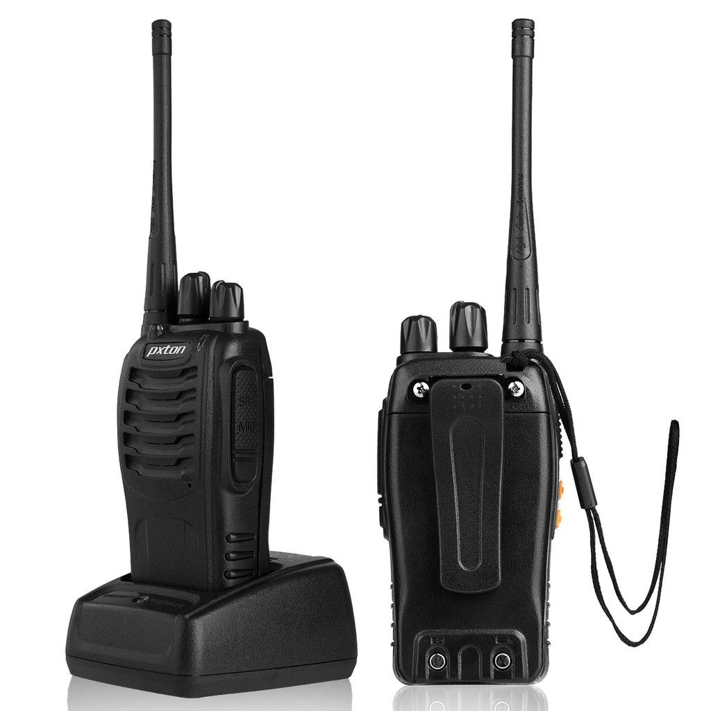 pxton Walkie Talkies Rechargeable Long Range Two-Way Radios with Earpieces,2-Way Radios UHF Handheld Transceiver Walky Talky with Flashlight Li-ion Battery and Charger（2 Pack）