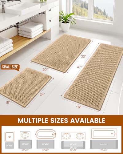 Smiry Waffle Bath Mat 30X20, Extra Soft Absorbent Bathroom Rugs, Brown | Non Slip Machine Washable Quick Dry Bath Rugs for Bathroom Floor, Tub, Shower, Home Decor Accessories