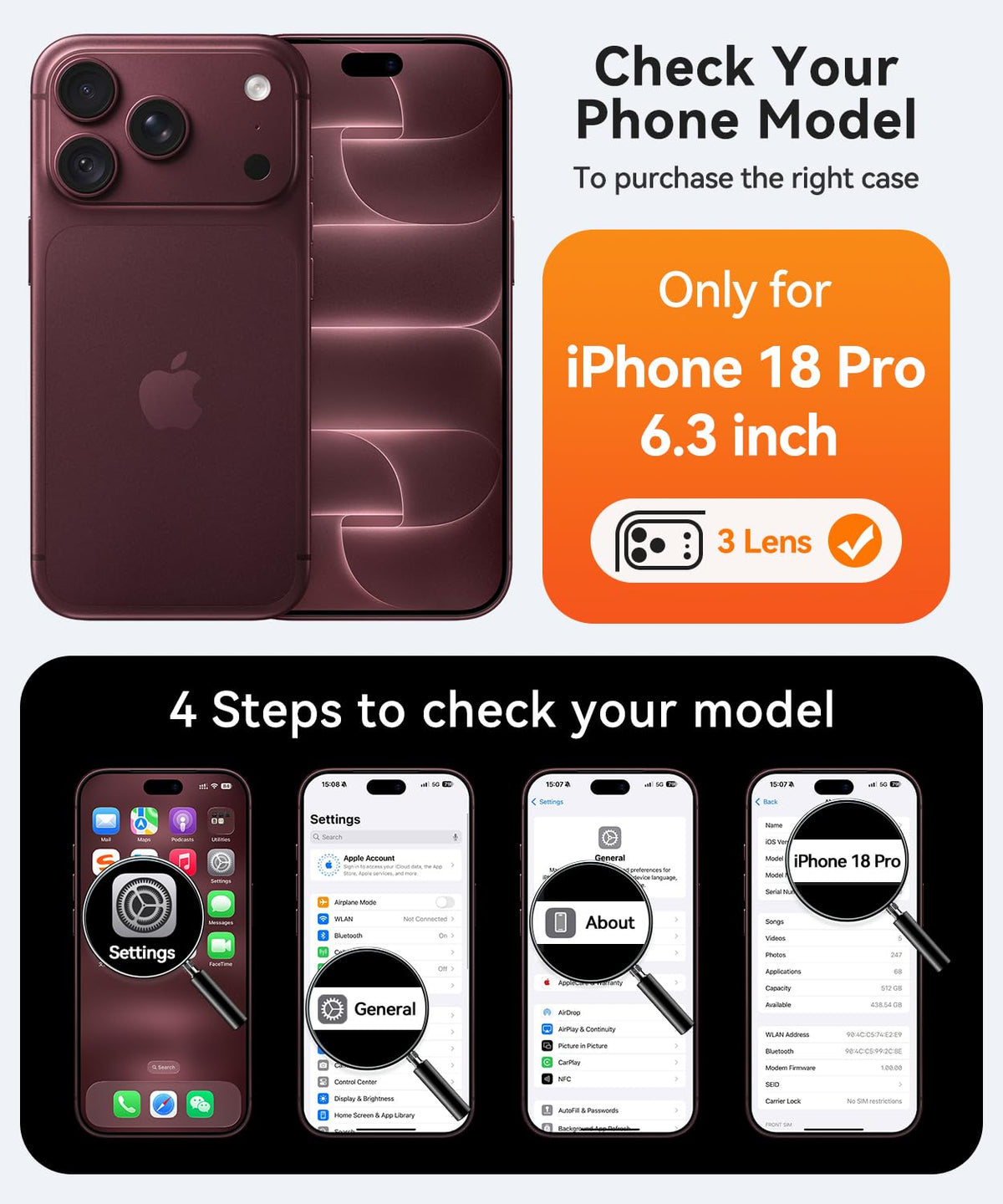 CANSHN Magnetic Shockproof for iPhone 18 Pro Case, Clear | Full Camera Protection, Compatible with MagSafe, Crystal Clear, Military-Grade Protection, Scratch Resistant, Slim Fit