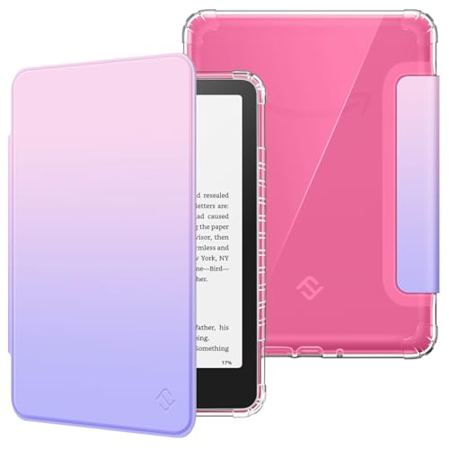 Fintie Clear Case for 7" Kindle Paperwhite 12th Gen 2024 & Kindle Colorsoft | Soft Light TPU Cover, Transparent Back, Scratch-Proof, Auto Wake/Sleep, for Paperwhite 2024 12th Generation, Fantasy Ombre