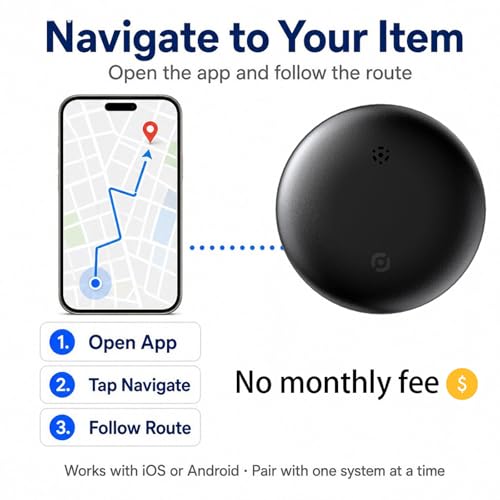 RGIMF GPS Tracker for Vehicles No Subscription, iOS & Android Dual System | Precise Location Car Tracker Tag, IP66 Bluetooth Tracker Device for Key, Luggage, Wallet, Kid and Pet (2-Pack)