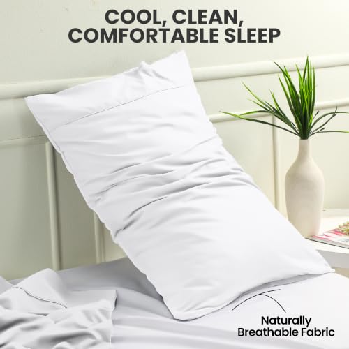 Pillow Covers Queen Size Set of 4, Soft and Comfy Pillow Cases, White | Hotel-Style Comfort, Extra Soft With Envelop Closure for Kids, Women & Men
