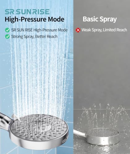 SR SUN RISE Filtered Shower Head with Handheld High Pressure 9 Spray Mode Showerhead Detachable Shower Head Water Softener Filters Beads for Hard Water Remove Chlorine 1 Filter Bright Silver