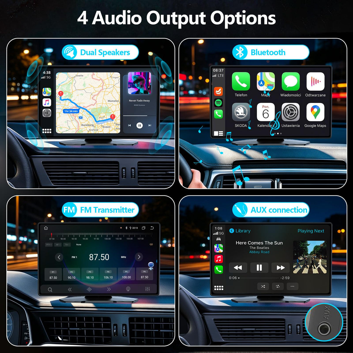 9" Wireless CarPlay Screen with Apple Car Play & Android Auto for Car, OTA Updates, Backup Camera, Bluetooth 5.0, Mirror Link, Voice Control, GPS Navigation, FM, AUX