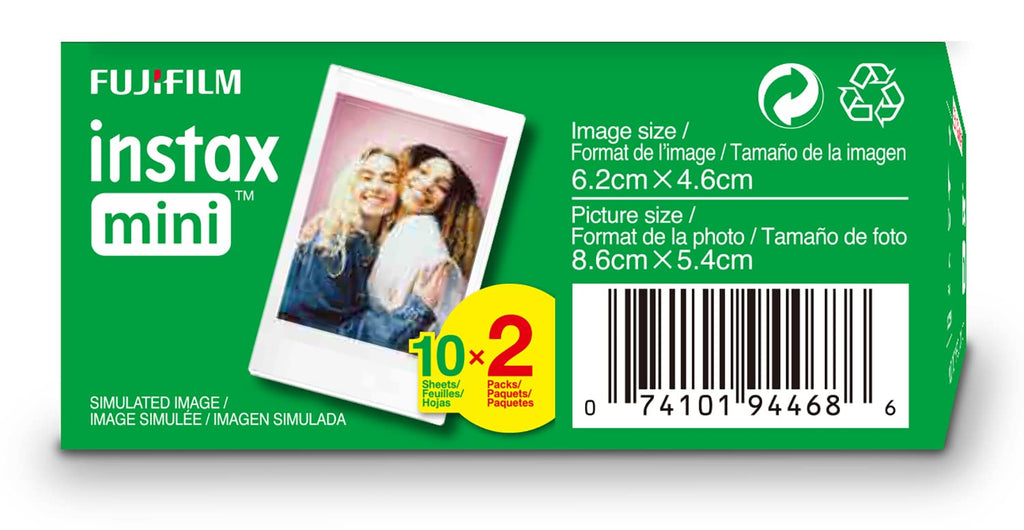 FUJIFILM Instax Mini Instant Film Twin Pack (White), 20 Photos | The instax film ensures sharp