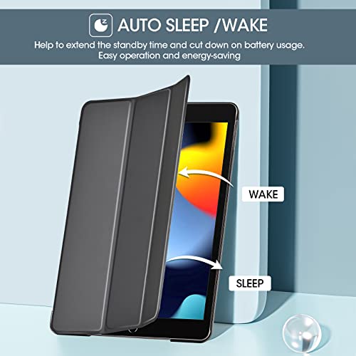 ProCase for iPad 9th/ 8th/ 7th Generation Case 10.2 Inch, Black | 10.2 iPad Case 9th/ 8th/ 7th Gen Cover (2021/2020/2019), Slim Smart Cover With Translucent Hard Shell Back, Auto Sleep/Wake