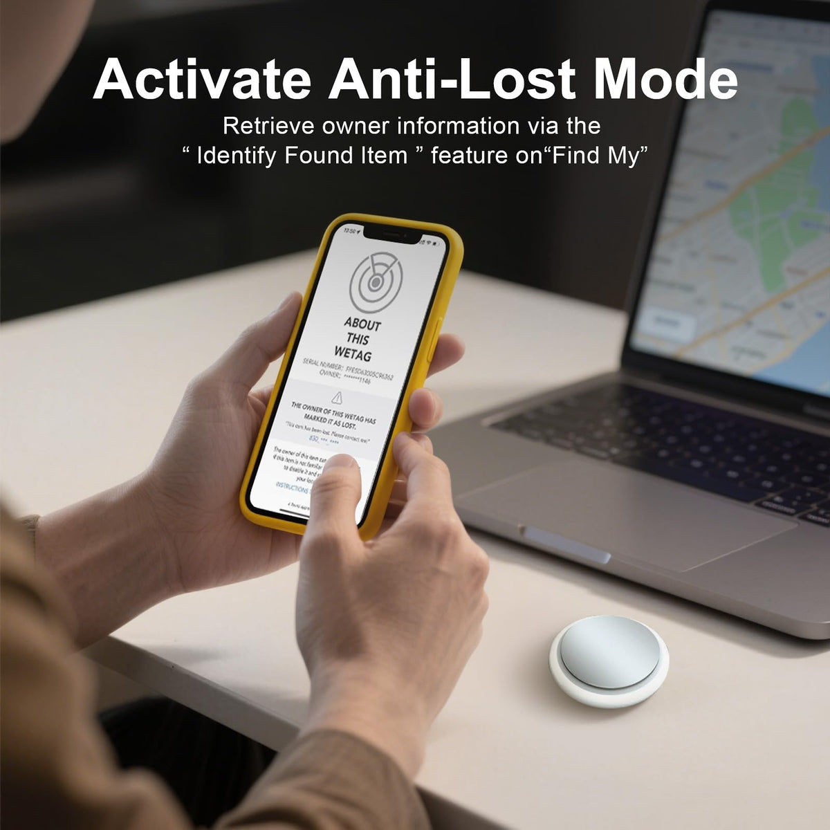 Air Tracker Tag 2 Pack [Apple MFi Certified] with Find My(iOS Only) | Key Finder with No App Needed, IP65 Waterproof, 365-Day Standby, Wallets Keys Bags Luggage Locator Tracker Tag