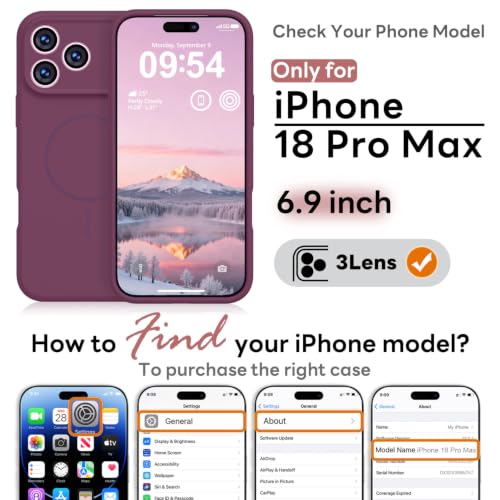 Vooii Magnetic for iPhone 18 Pro Max Case 6.9" Silicone, Burgundy | Compatible with Magsafe, Full Camera Protection, Soft Microfiber Lining, Shockproof Case for iPhone 18 Pro Max Cherry Red