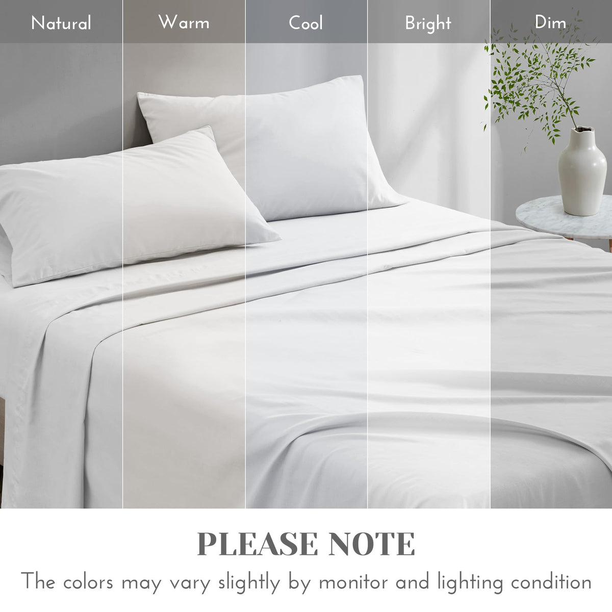 Comfort Spaces 100% Cotton Percale Sheets Twin Sheet Set 3 Pcs, White | Crisp, Cool & Breathable Bed Sheets, 12" Deep Pocket Fits Up to 14" Mattress, Lightweight, All Season Cozy, with Pillow Case
