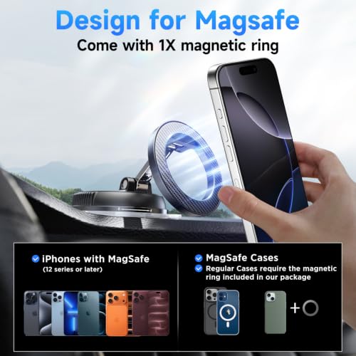 Compact Foldable Car Phone Holder for Magsafe [78+LBS Strongest Suction & 2400gf Strongest Magnetic] 360° Adjustable Car Phone Mount, Bedstand & Desk Mounts for iPhone 18-12 Pro Max (Carbon Fiber)