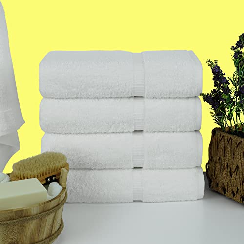 Chakir Turkish Linens 100% Cotton 4-Pack Bath Towels 27x54, White | Premium Cotton Turkish Bath Towels, Set Of 4 At 27x54, Oeko-Tex Certified, Soft Plush And Absorbent