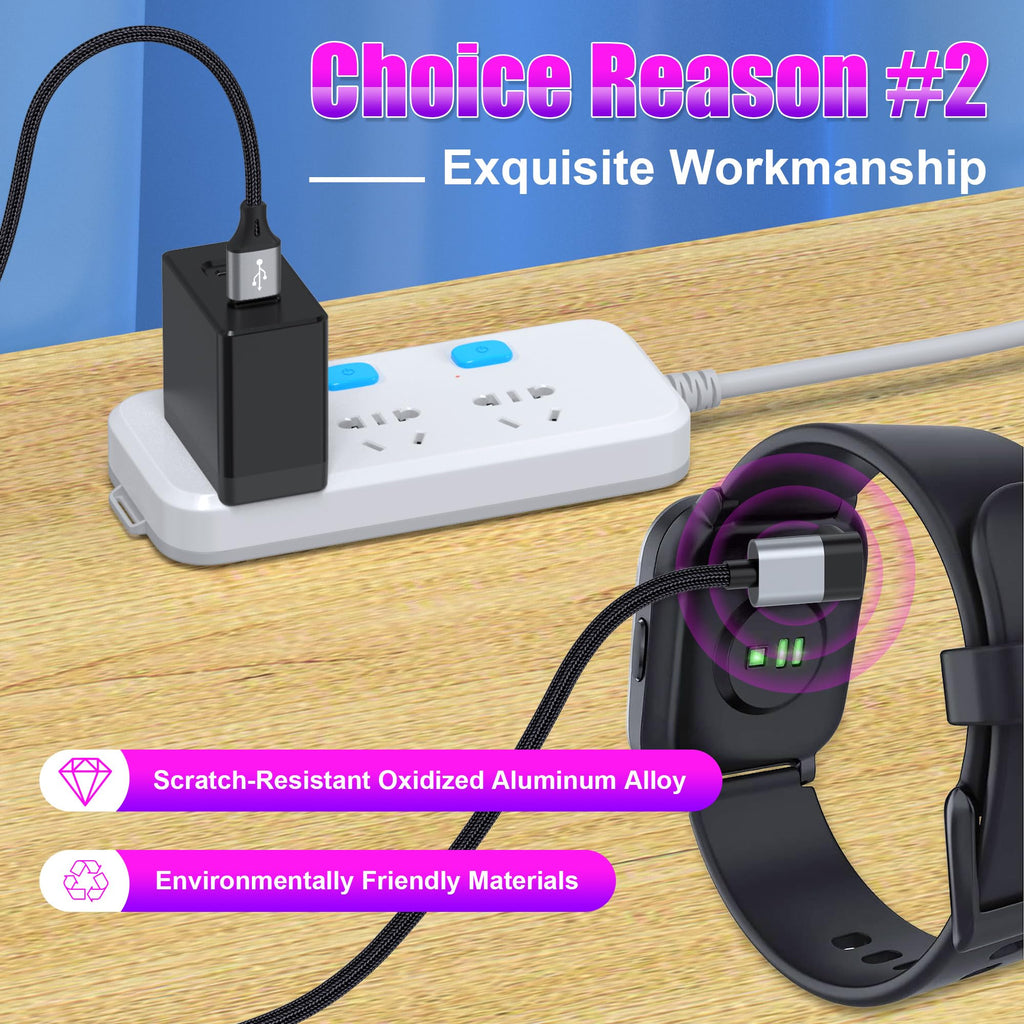 AGVEE 2 Pack 3.3ft Charger for Garmin Watch, L-Shape Charging Cable | For Approach, BarkLimiter, D2, Enduro, Epix, Fenix, Forerunner, Instinct, Quatix, Tactix, Venu, Vivoactive, Vivomove