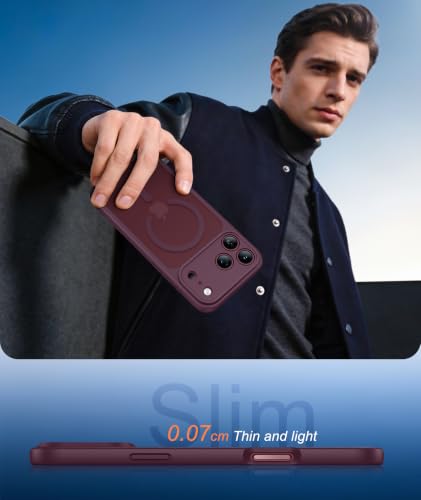 FNTCASE for iPhone 18 Pro Max / 17 Pro Max Case Fit for MagSafe Burgundy | Translucent Magnetic Slim Shockproof Protective Cover with Screen Protector, Military Grade Drop Protection