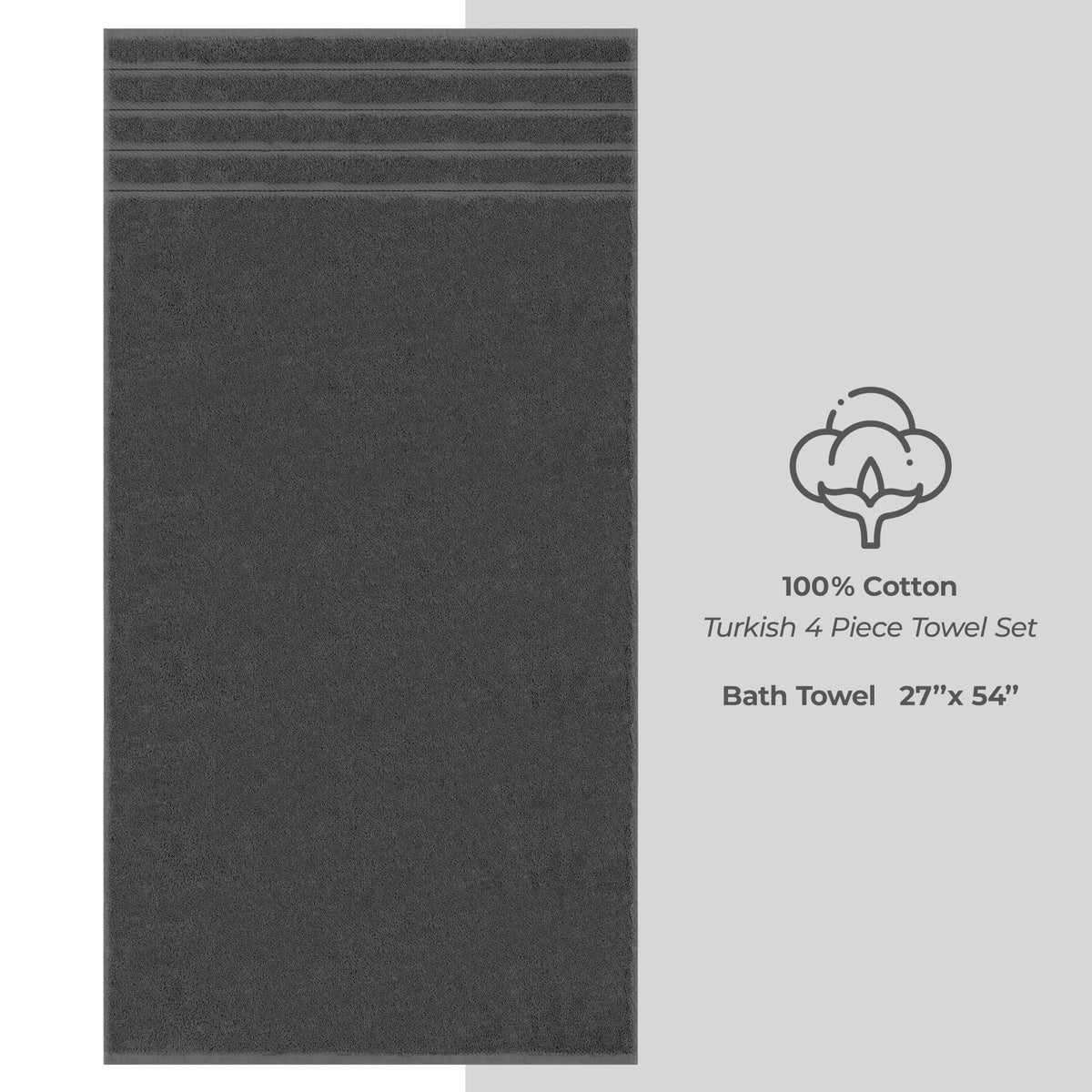 American Soft Linen 100% Cotton Luxury Turkish Towels, 4 PC Bath Towel Set | Soft Absorbent Quick Dry OEKO Tex Standard 100 Certificated Durable Machine Washable Premium Hotel Quality