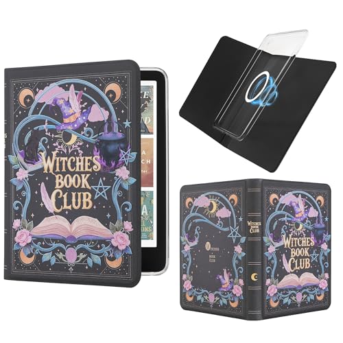 Vane Oak Magnetic Book Cover Case for 7'' Kindle Paperwhite & Colorsoft | Magnetic Detachable, Auto Wake/Sleep, Clear PC Case, Soft TPU Edge, Hands-Free Viewing, For Bookish Travelers, Magic Cat