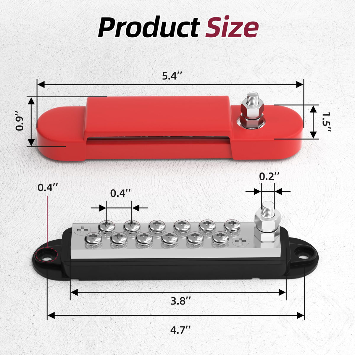 RVBOATPAT Power Distribution Block 12V 150A 1/4" Stud Marine Bus Bar 12 Volt DC Battery Busbar for Boat Automotive Solar Wiring