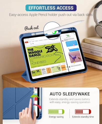 CoBak Case for iPad (A16) 11th Generation, iPad 10th Gen Cover,Dark Blue | Protective Multi-Angle Stand Cover with Portrait Mode, Pencil Holder, Auto Wake/Sleep, Case for iPad 11/10.9 Inches 2025/2022