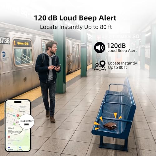 2026 Wallet Tracker Card Pro, Bluetooth Tracking Card (iOS & Android) | 0.05in Ultra Slim, 120dB Loud Alarm, Wireless Charging, Apple MFi Certified, Perfect for Wallet, Passport, Backpack
