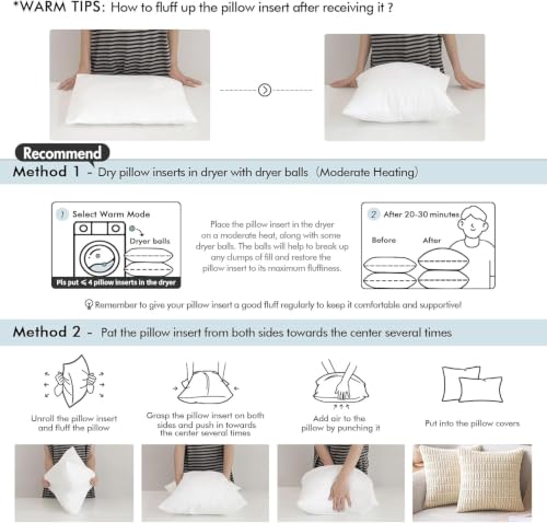 MIULEE 12x20 Pillow Insert, Throw Pillow for Couch Sofa Bed | Premium Virgin Filling, Soft Brushed Fabric, Rectangle Decorative Pillow,Lumbar Support