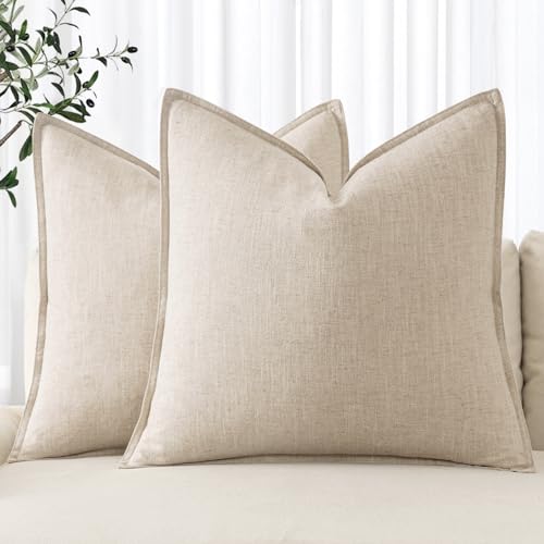 MIULEE Decorative Euro Sham Pillow Covers 26x26 Natural Beige | Boho Farmhouse​ ​Neutral Couch Throw Pillows for Bed, Pack of 2 Accent Modern Pillowcases, Sofa Livingroom Home Decor