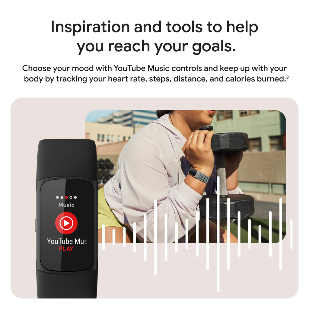 Google Fitbit Charge 6 - Fitness Tracker - Obsidian/Black | Google apps, heart rate on exercise equipment, 3-month Google Health Premium membership included, small and large bands