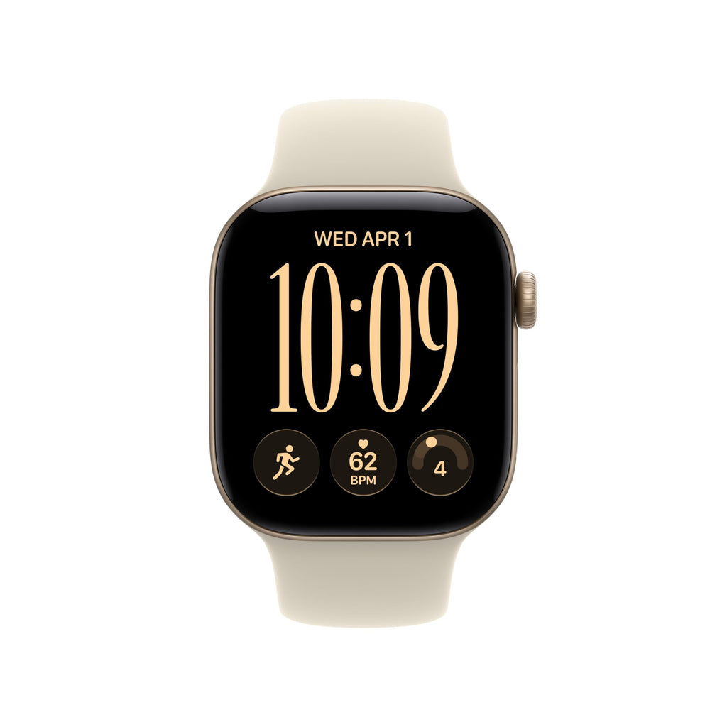 Apple Watch Series 12 GPS 42mm Smartwatch | Light Gold Aluminum Case, Sand Sport Band - S/M. Health + Fitness + Sleep Tracking, Heart Rate, Safety
