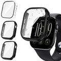 Tensea 3PCS for Apple Watch Screen Protector Case Series 12 46mm | iWatch Protective Face Cover for Women Men, Tempered Glass Film Hard Bumper for iPhone Watch 12 46 mm Accessories