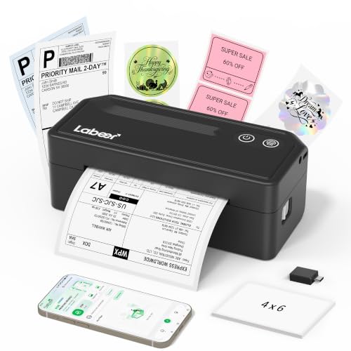 Labeer Bluetooth Thermal Shipping Label Printer, Wireless 4x6 Label Printer | For Small Business, Home, Office, Online Sellers, Warehouse & Shipping, Compatible with iPhone, Android, Windows & Mac