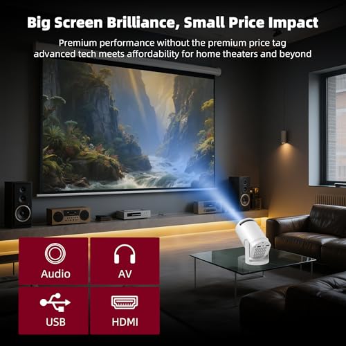 Wireless Mini Projector with WIFI 6 and Bluetooth, 4K 1080P Support Portable Projector 180° Rotatable. 17"-130" Screen Video Projector. Compatible for Smartphone, Laptop, PC(Q5 mate)