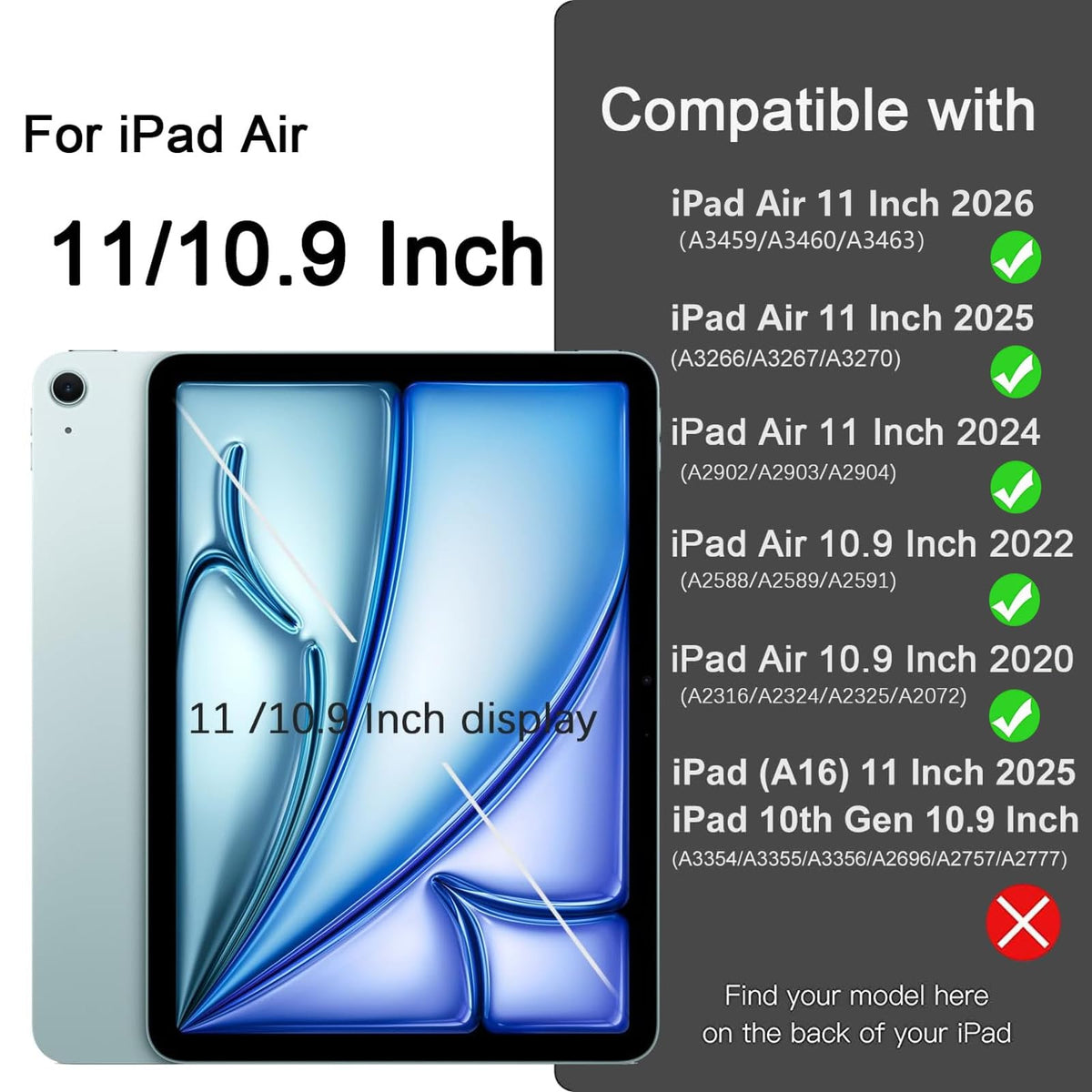 Akkerds for iPad Air 11 Inch Case M4/M3/M2, Air 5th/4th Gen 10.9, Sky Blue | With Pencil Holder, for iPad Air Case 2026/2025/2024/2022/2020, Soft TPU Back, Slim Trifold Stand Cover, Auto Sleep/Wake
