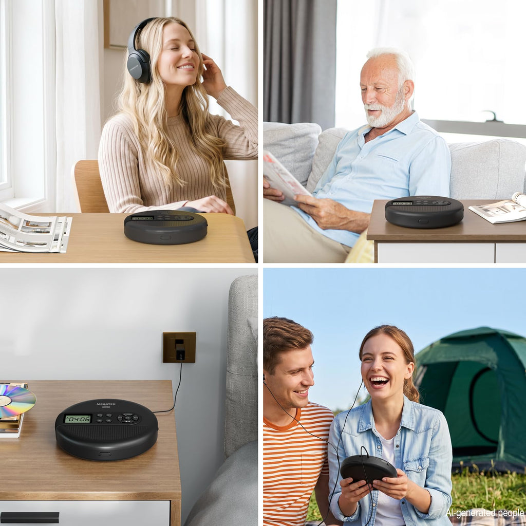 MEGATEK Portable CD Player with Bluetooth RX/TX, FM Transmitter & USB
