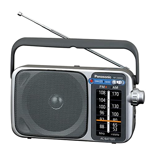 Panasonic Portable AM/FM Radio, Battery Operated Analog Radio, AC Powered, Silver (RF-2400D)